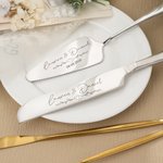 Slice Into a Lifetime of Sweet Memories - Personalised Engraved Names and Date Cake Cutting Set Wedding Bridal Shower Gift