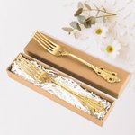 Personalised Vintage Cake Forks Knife Server Cutting Set with Engraving Text and Box Anniversary Wedding Engagement Gift for Couple Newlyweds