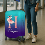 Personalized Cartoon Ballerina Girl Initial 18-32 Inches Luggage Cover with Name Travel Accessories Birthday Gift for Family Friends