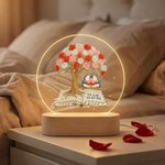 Personalisierte Sie & Me We Got This Rose Tree Penguin LED-Nachtlicht mit Namen und hölzerne Basis Home Decor Geburtstag Valentinstag Geschenk für Paar