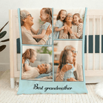 Personlig flerfärgad 1-12 foton collage mjuk filt med text heminredning födelsedagspresent för familj vänner