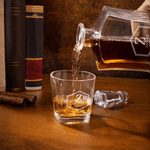 Personalized Vintage Geometric Frame Design Whiskey Decanter 4 Glasses Box Set with Engraved Initial and Name Birthday Gift for Men Whiskey Lovers
