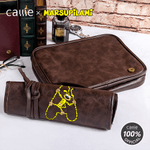 Personalized Long Tailed Marsupilami PU Leather Hanging Toiletry Bag with Name Travel Essential Birthday Gift for Men  | Callie × Marsupilami®