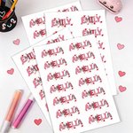 Personalised Heart Pink Romantic Stickers with Name Daily Use Valentine's Gift for Couples Girlfriends Kids