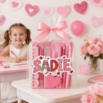 Personalised Heart Pink Romantic Stickers with Name Daily Use Valentine's Gift for Couples Girlfriends Kids