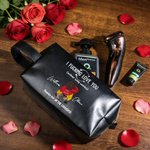 Personalised Cartoon Couple Character PU Leather Toiletry Bag with Name Travel Accessories Valentine's Day Birthday Gift for Couple