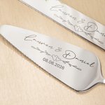 Slice Into a Lifetime of Sweet Memories - Personalised Engraved Names and Date Cake Cutting Set Wedding Bridal Shower Gift