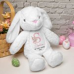 Personalized Cute Flowers Rabbit Initial Soft Bunny Plush Stuffed Animal Toy with Name and Year First Easter Birthday Gift for Kids