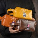 Personalised Cartoon Couple Character PU Leather Toiletry Bag with Name Travel Accessories Valentine's Day Birthday Gift for Couple