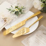 Slice Into a Lifetime of Sweet Memories - Personalised Engraved Names and Date Cake Cutting Set Wedding Bridal Shower Gift
