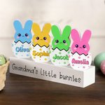 Personalised Multicolour Easter Bunny Plaque Ornament with Name Desk Decoration Basket Stuffer Easter Party Gift for Family