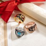 Personlig Birthstone Class Signet Sterling Silver Ring med ingraverad symbol Namn Class of 2026 Examensgåva för High School University Graduates