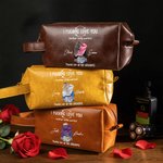 Personalised Cartoon Couple Character PU Leather Toiletry Bag with Name Travel Accessories Valentine's Day Birthday Gift for Couple