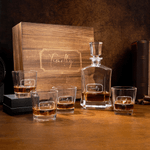 Personalized Vintage Geometric Frame Design Whiskey Decanter 4 Glasses Box Set with Engraved Initial and Name Birthday Gift for Men Whiskey Lovers