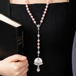Carry His Grace Everywhere - Personalisierte PU Leder Rosenkranz Münze Geldbeutel mit Namen - Christliches Geschenk für Taufe, Weihnachten & Konfirmation