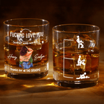 Personalisierte lustige Cartoon-Charakter Rückansicht 10 oz Rock Whisky Glas mit Namen Valentinstag Jahrestag Geburtstag Geschenk für Paare