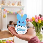 Personalised Multicolour Easter Bunny Plaque Ornament with Name Desk Decoration Basket Stuffer Easter Party Gift for Family
