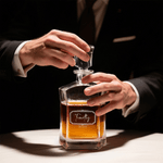 Personalized Vintage Geometric Frame Design Whiskey Decanter 4 Glasses Box Set with Engraved Initial and Name Birthday Gift for Men Whiskey Lovers