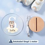Personlig LED nattlampa med djurmotiv drömmig stjärnhimmel med namn och träläsning perfekt som dekoration eller födelsedagspresent till barnrum