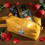 Personalised Cartoon Couple Character PU Leather Toiletry Bag with Name Travel Accessories Valentine's Day Birthday Gift for Couple