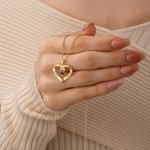 Personalised Forever Together Heart Pendant Sterling Silver Necklace with Double Birthstones and Engraved Names Valentine's Day Gift for Women