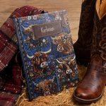 Personalisiertes Demin Notizbuch im Blumen-Nutztiere-Design mit Namen 100 Seiten Journal mit Stickerei-Optik Geburtstag Geschenk für Damen Herren