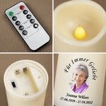 Personalisierte Porträt LED-Kerze mit Namen Datum Flammenlos Sympathie Memorial Geschenk zum Verlust eines Geliebten Menschen