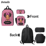 Personalized Cute Cartoon Black Girl Backpack Lunch Bag Pencil Case Set with Name Back-To-School Birthday Gift for Girls