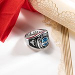 Personlig Birthstone Class Signet Sterling Silver Ring med ingraverad symbol Namn Class of 2026 Examensgåva för High School University Graduates