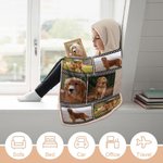 Spersonalizowany odcisk łapy serca 10 lub 12 Kolaż zdjęć psa i kota Miękki koc z kapturem z imieniem i rokiem Pamiątkowy prezent z okazji utraty zwierzaka