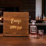 Henkilökohtainen Sippy Cup Whiskey dekanteri kaiverrettu nimi eläkkeelle siirtyminen Isän päivä syntymäpäivä lahja isä baarimikot