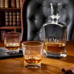 Personalized Vintage Wreath Whiskey Decanter with Engraved Initial Birthday Anniversary Gift for Men Whiskey Lovers