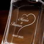 Personalized Floral Wreath Whisky Barware Set Decanter Glasses and Box with Name Initial and Date Valentine's Day Birthday Gift for Bartender Couple