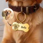 Targhetta personalizzata con foto a forma di osso per animali domestici con testo inciso Regalo di compleanno per uso quotidiano per proprietari di cani