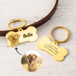 Targhetta personalizzata con foto a forma di osso per animali domestici con testo inciso Regalo di compleanno per uso quotidiano per proprietari di cani