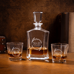 Personalized Floral Wreath Whisky Barware Set Decanter Glasses and Box with Name Initial and Date Valentine's Day Birthday Gift for Bartender Couple