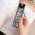 Marcapáginas acrílico personalizado con 4 fotos de películas con texto y borla Material de lectura Regalo de cumpleaños para familiares amigos ratones de biblioteca