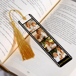 Marcapáginas acrílico personalizado con 4 fotos de películas con texto y borla Material de lectura Regalo de cumpleaños para familiares amigos ratones de biblioteca