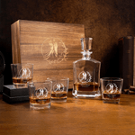 Personalized Floral Wreath Whisky Barware Set Decanter Glasses and Box with Name Initial and Date Valentine's Day Birthday Gift for Bartender Couple