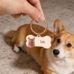 Targhetta personalizzata con foto a forma di osso per animali domestici con testo inciso Regalo di compleanno per uso quotidiano per proprietari di cani