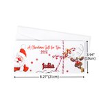 A Joyful Christmas Envelope of Surprise - Custom Christmas Money Wallet with Santa Elk Tree Design & Name, Perfect Stocking Stuffer for Kids