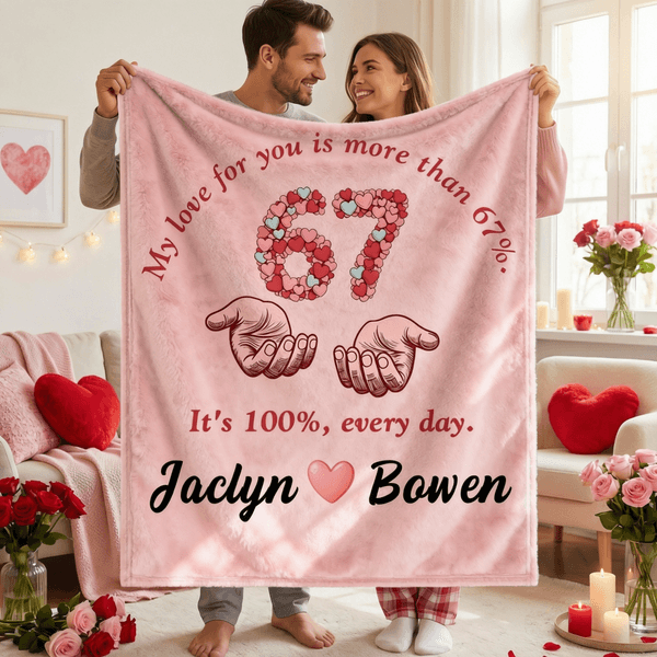 Personalizado Seis Siete Corazón Rosa Suave manta con nombre Uso diario Día de San Valentín Aniversario Regalo para Pareja