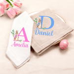 Personalised Peter Rabbit Linen Napkin with Name and Initial Table Decoration Easter Gift for Family Friends