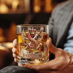 Personalised Eagle Crown Initial 10 oz Old Rock Whiskey Glass with Name Father's Day Birthday Gift for Men