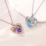 Personalizado Infinito Signo Corazón Piedra de nacimiento Mujeres Collar con nombre grabado Joyería delicada Día de San Valentín Aniversario Regalo para Esposas Novias