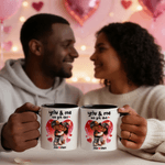 Personalized Black Couple Heart Ceramic Coffee Mug with Name Daily Use Valentine's Day Wedding Gift for Couple