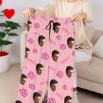 Personalizzato Lip Heart XOXO Design Face Photo Morbidi pantaloni del pigiama lunghi con coulisse Regalo di compleanno di San Valentino per donne uomini coppie