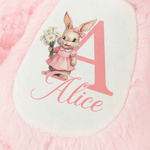 Conejito de Pascua de peluche personalizado con nombre inicial y flor de nacimiento Regalo de Pascua para recién nacidos Niños