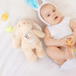 Conejito de Pascua de peluche personalizado con nombre inicial y flor de nacimiento Regalo de Pascua para recién nacidos Niños