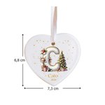 Gepersonaliseerd Rendier Kerstboom Initiaal Hartvormig Keramisch Kerstornament met Naam en Jaar Kerstdecoratie Cadeau voor Familie en Vrienden